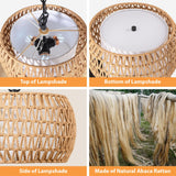 SUNLUMI Farmhouse Rattan Chandelier with 2-Tier Wicker and Fabric Shade, 3-Lights Boho Drum Pendant Light Fixture with Adjustable Chain, Hand-Woven Basket Chandeliers for Dining Living Room Kitchen SUNLUMI