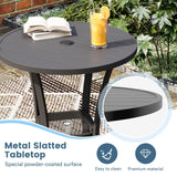 DIFY Patio Bar Height Table, Grey 28" Round Outdoor Pub Table with 1.57" Umbrella Hole for Bistro, Garden, Poolside and Balcony DIFY