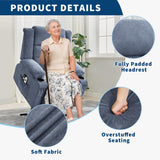 Large Power Lift Recliner Chair for Elderly Overstuffed Wide Electric Lift Chair with Heat and Massage for Big and Tall Adults Reclining Sofa Chair with 2 Cup Holders, Side Pocket, USB Port, Blue WARMTOBABY