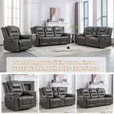 3 Seater Home Theater Recliner Manual Recliner Chair with Two Built in Cup Holders for Living Room,Bedroom, Grey Generic