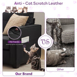 TYBOATLE 65" Black Faux Leather Sofa Couches for Living Room, Mid-Century Modern Tufted Comfy Small Loveseat w/USB Charging Ports and Wide Arms, 2 Seater Office Small Couch for Small Space Bedroom TYBOATLE