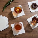 FOCUSLINE 100 Count Linen-Feel Disposable Cocktail Napkins -Square White Beverage Napkins - Soft and Absorbent Bulk Party Paper Napkins for Bar, Restaurant, Café, Wedding, Dinner or Events FOCUSLINE