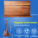 XYJ Extra Large Magnetic Knife Block Acacia Wood Knife Set Holder Stand With Stronge Magnetic Strip Kitchen Knives Storage Rack Organizer Tools No Drilling XYJ