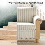 HULALA HOME 81" Farmhouse Couch with Stripe Pattern, 3 Seater Sofa with Solid Wood Legs and Rolled Wide Armrests, Comfy Upholstered Sofa with Nailhead Trims, FSC Certified, Stripe HULALA HOME