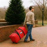 7.5 ft Christmas Tree Storage Bag, Heavy Duty Rolling Xmas Tree Bag with Reinforced Handles and Wheels, Large Storage Container for Trees and Decorations, Red GHYKL