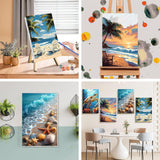4 Pack Paint by Numbers for Adults with Framed Canvas - with Wooden Easel, Beach Paint by Number on Canvas, DIY Sea Turtle Acrylic Oil Painting Kits with Brushes for Home Wall Decor (8x12 inch) xackcme