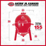 Char-Griller® AKORN® Jr. Portable Kamado Charcoal Grill and Smoker with Cast Iron Grates and Locking Lid with 155 Cooking Square Inches in Ash, Model E86714 Char-Griller