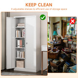 Firstsky Metal Garage Storage Cabinet with Lock, 71" Lockable Garage Cabinet with Doors and Shelves, Steel Lockable File Cabinet, Locking Tool Cabinets for Home, Office, Garage(White, 71 inch) Firstsky