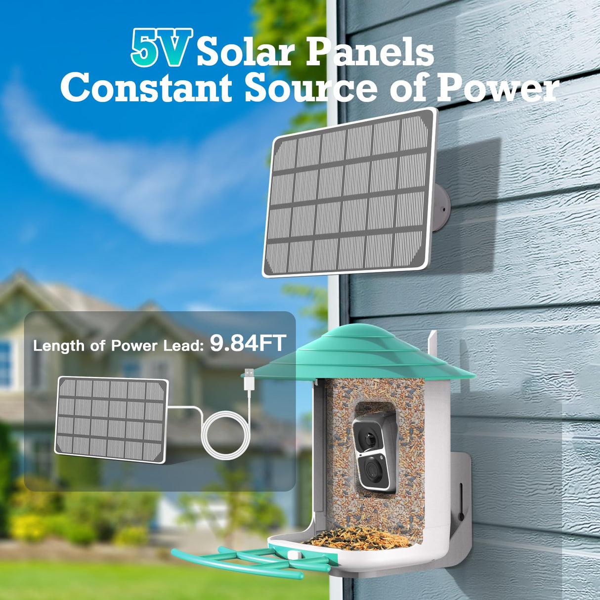 DELOTA Bird Feeder with Camera, Smart Bird Feeder Camera with Ai dentify Bird Species, Auto Video Bird Feeder Camera Live Motion Activated, Bird Feeder with Camera for Outdoor (Green) DELOTA