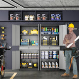 Yizosh Metal Garage Storage Cabinet with Locking Doors and Adjustable Shelves, Tool Storage Cabinet with 1 Drawer - 71" Steel Locking Cabinet for Garage, Warehouse (Gray Black) Yizosh