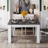 Giantex Wooden Dining Table, Modern Kitchen Table for 4, Rectangular Dinner Table for Kitchen, Dining Room, Living Room, Home Dinette Furniture, 47" L x 28" W x 30" H, (White & Dark Gray) Giantex