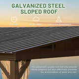 Domi 12x16FT Lean to Gazebo, Hardtop Wall Mounted Gazebo with Sloping Galvanized Steel Roof, Aluminum Frame, Drainage System, Curtains and Netting, for Patio, Deck, Garden, Backyard domi outdoor living