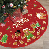 Marspark Merry Christmas Tree Skirt 48 Inch Gingerbread Man Christmas Tree Mat with Cute Candy Cane Snowflakes Xmas Ornaments for Winter Holiday Xmas New Year Party Decor Supplies(Red) Marspark