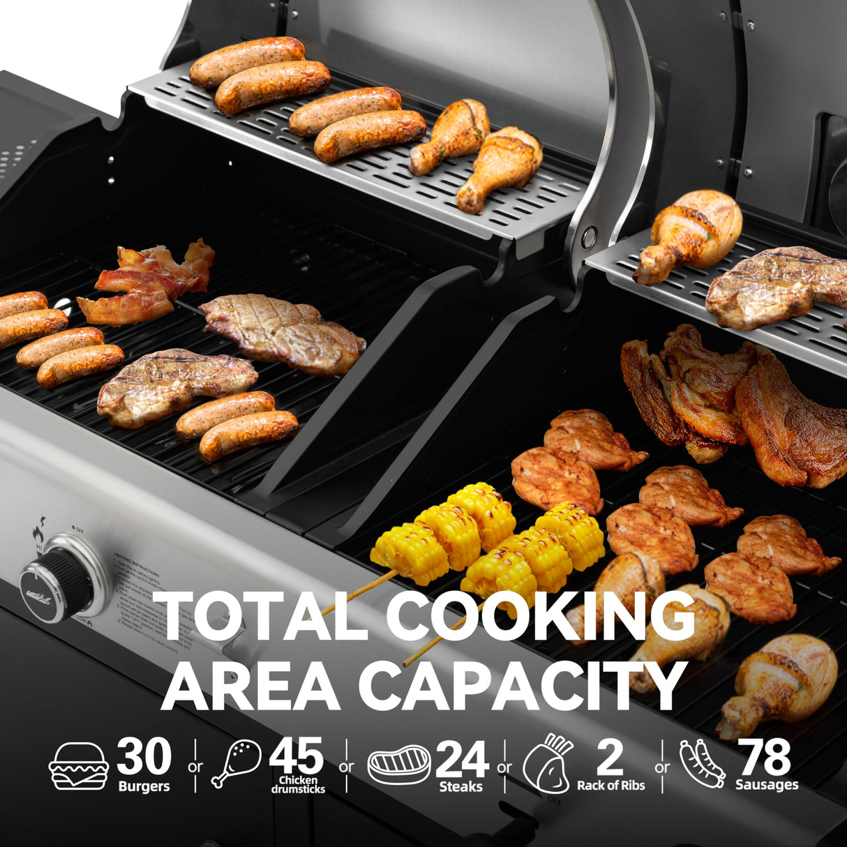 Royal Gourmet ZH3002N Propane Gas and Charcoal Grill Combo, Dual Fuel BBQ Grill with 2 Side Shelves for Outdoor Patio Garden Backyard Barbecue, 20,000 BTUs, Silver & Black Royal Gourmet