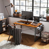 ODK Computer Desk Large Office Desk, 48 Inch Gaming Desk with Storage, Modern PC Desk Work Table with Headphone Hook for Home Office, Deep Brown ODK