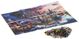 Ceaco - Thomas Kinkade - DC Comics - Justice League Showdown at Gotham Pier - 1000 Piece Jigsaw Puzzle Ceaco