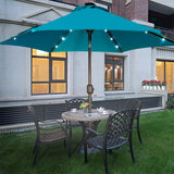 Blissun 7.5 ft Solar Umbrella 18 LED Lighted Patio Umbrella Table Market Umbrella with Tilt and Crank Outdoor Umbrella for Garden, Deck, Backyard, Pool and Beach (Cerulean) Blissun