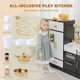 Wooden Play Kitchen Set for Kids – Interactive Pretend Toddler Kitchen Playset with 12 Kitchen Toy Accessories, Perfect for Ages 3+ Leeshyah