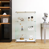 Zacis Modern Clear Glass Display Cabinet with 2 Doors and 3 Shelves for Living Room Zacis