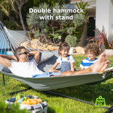 ANAGOO Double Hammock with Stand for Outdoor, Heavy Duty Portable Hammock with Adjustable Steel Stand for Patio, Garden, Beach, Backyard - Includes Carrying Bag,Dark Grey ANAGOO