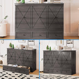 PUREMIND Queen Murphy Bed with 2 Storage Drawers, Hidden Murphy Cabinet Bed with Mattress, Murphy Chest Beds with Built-in USB Charging Station and Headboard for Bedroom, Guest Room PUREMIND