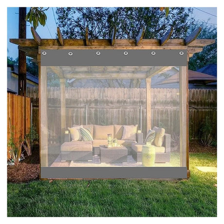 Clear Tarps Panel Waterproof Tarpaulin Sheet Outdoor Curtain Drapes UV Weather Resistant PVC Curtains for Patios, Porch, Screen Rooms, Gazebos，Customizable (Color : Gray, Size : 8.2x8.2ft/2.5x2.5m) YIQIFLY