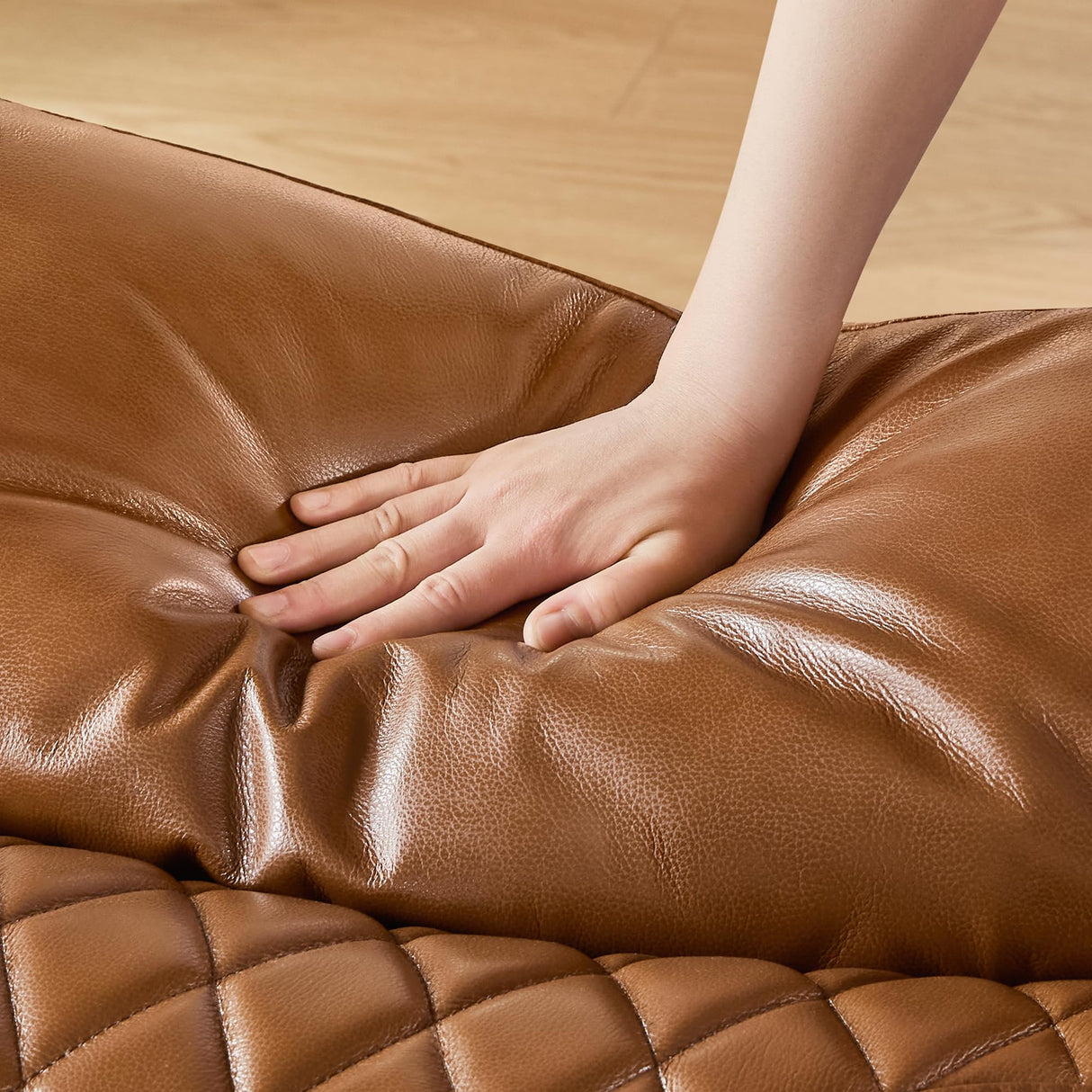 CHITA Genuine Leather Recliner Chair for Adults with Adjustable Power Headrest, Lay Flat Power Recliner with Slide-Out Cupholders & USB/Type-C Ports, Living Room Chair, Saddle CHITA