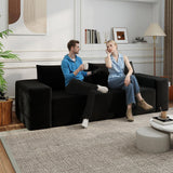 HZANHY 63" Loveseat Sofa, Boneless Loveseats for Living Room, No Assembly Required Corduroy Love Seat for Small Spaces, Bedroom, Apartment, Office, Black HZANHY