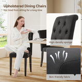 Welzona Upholstered Dining Chairs Set of 4, Button Tufted Parsons Dining Chair with Solid Wood Legs, Modern Fabric Side Chair for Dining Room/Kitchen/Restaurant/Hotel- Black Welzona