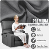 Rocking Recliner Chair, Massage Rocker Recliner Chair with Vibration Massage and Heat, USB and Type-C Ports,360° Swivel Faux Leather Chairs, Living Room, Bedroom, Nursery, RV, Dark Grey LEVELEVE