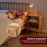 Vdomus Bamboo Stackable Nightstand Set of 2-16 inches Natural Wood Matching Side Table - Wooden Bedside Tables - Minimalist Low End Table Furniture for Living Room or Bedroom Mothers Day Gifts Vdomus