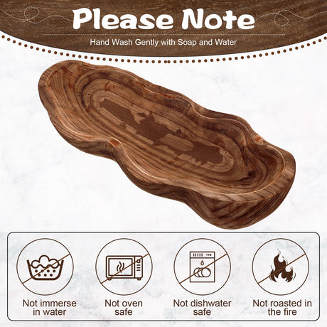 Nuogo 1 Pack 16 Inch Wavy Live Edge Dough Bowl Large Size Wood Dough Bowl Decorative Wood Hand Carved Bowl Rustic Paulownia Dough Bowl for DIY Farmhouse Home Supplies Kitchen Decoration(Dark Color) Nuogo