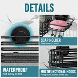 TAILI Shower Caddy Suction Cup 2 Pack with Hooks & Soap holder, Heavy Duty Shower Organizer for Bathroom, No Drilling Bathroom Organizer with Large Capacity, Black Metal Storage Basket TAILI