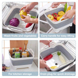 2.4 Gal(9L) Collapsible Dish Basin with Drain Plug, Space Saving Outdoor Multiuse Foldable Sink Tub, Dishpan, Kitchen Storage Tray for Camping, Vegetable Washing, RV (Gray) Goderewild