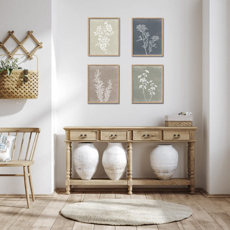 Framed Boho Wall Art Set of 4 for Wooded Minimalist Botanical Print Wall Art for Rustic Vintage Farmhouse Home Kitchen Wall Decor (Brown, 12x16) Liswit