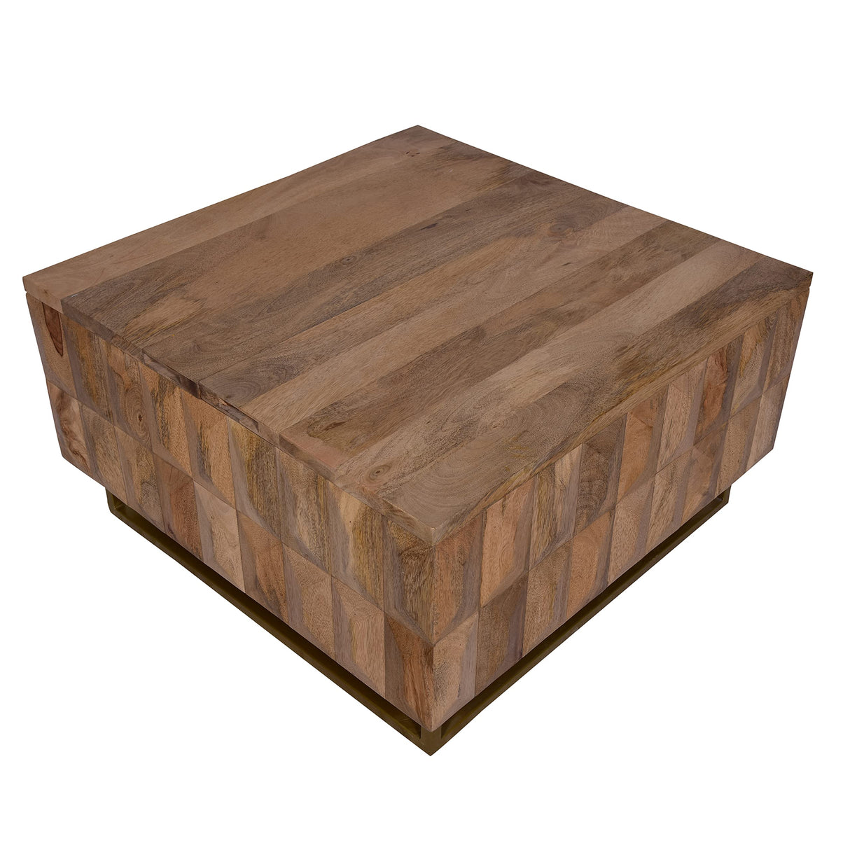 The Urban Port 33-Inch Lift Top Storage Trunk Coffee Table, Square, Mango Wood, Natural Brown TUP THE URBAN PORT