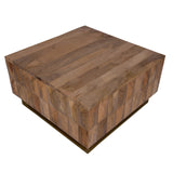 The Urban Port 33-Inch Lift Top Storage Trunk Coffee Table, Square, Mango Wood, Natural Brown TUP THE URBAN PORT
