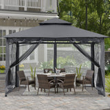ABCCANOPY Gazebos for Patios 10x12 - Outdoor Steel Frame Gazebo with Mosquito Netting for Lawn Backyard Garden Deck (Dark Gray) ABCCANOPY