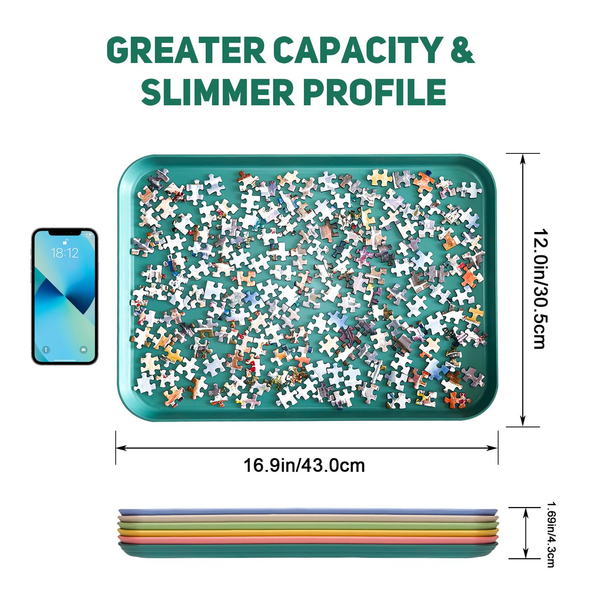 Nariolar 16.9" x 12" Extra-Large Puzzle Sorting Trays Stackable, 6 Pack Puzzle Sorter for Sorting 2000/3000/5000 Puzzle Pieces Nariolar
