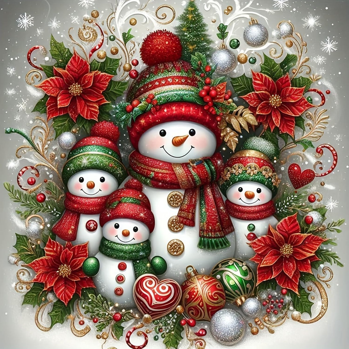 JXDXDJ Christmas Diamond Art Kits for Adults,Snowman 5D Diamond Painting Kits for Beginner,Gem Painting Round Diamond Dots,DIY Full Drill Gem Art for Adults Crafts,Home Decor 13.78x13.78 in JXDXDJ