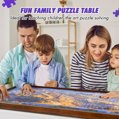 Sunix 1500 Piece Rotating Puzzle Board with 6 Drawers and Cover, 36"x26" Portable Wooden Jigsaw Puzzle Table for Adults & Kids, Premium Smooth Work Surface, Spinning Puzzle Board Birthday Gif - WoodArtSupply