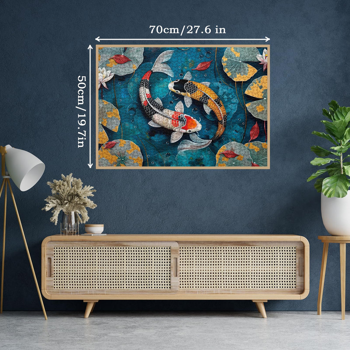 Fall Fish Puzzles for Adults 1000 Pieces, Autumn Nature Art Jigsaw Puzzles, Flower Lotus Pond Puzzles BBOLDIN
