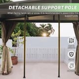 Domi 12x14FT Lean to Gazebo, Aluminum Wall Mounted Gazebo with Sloping Galvanized Steel Roof, Curtains and Netting, Outdoor Hardtop Gazebo Pergola for Patio, Deck, Garden, Backyard domi outdoor living