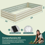 BUTUNITA Raised Garden Bed Beige, 6x3x1ft Galvanized Raised Garden Bed Outdoor Metal for Gardening Vegetables Flower Garden Planter Box Large Raised Bed with Gloves and 3ftx30ft Weed Barrier Fabric BUTUNITA