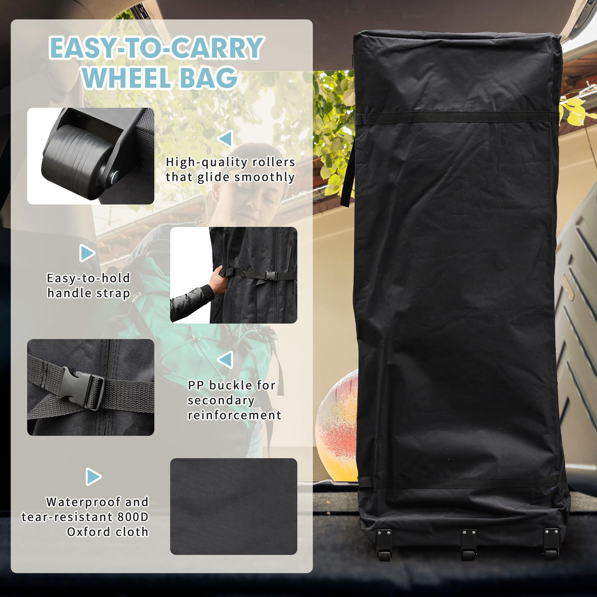 EROMMY 10' x 30' Pop Up Canopy Tent, Commercial Instant Canopy Heavy Duty with Roller Bag, 8 Sand Bags, 8 Wind Ropes & Ground Nails, Outdoor Canopies for Party Festival Event Wedding Camping EROMMY