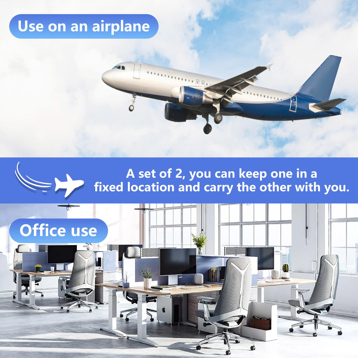 2-Pack Airplane Travel Footrest Hammock - Perfect Airplane Foot Hammock to Relax Your Feet - Travel Essentials Comfy Foot Hanger Plane Footrest for Long Trip FEIMINI