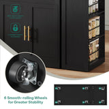 YITAHOME 67 inch Kitchen Island with Seating & Extendable Dining Table, Mobile Storage Islands with 2 Chairs, Rolling Expandable Island with Power Outlet, 3-Tier Spice Rack, L-Shaped Cart (Black) YITAHOME