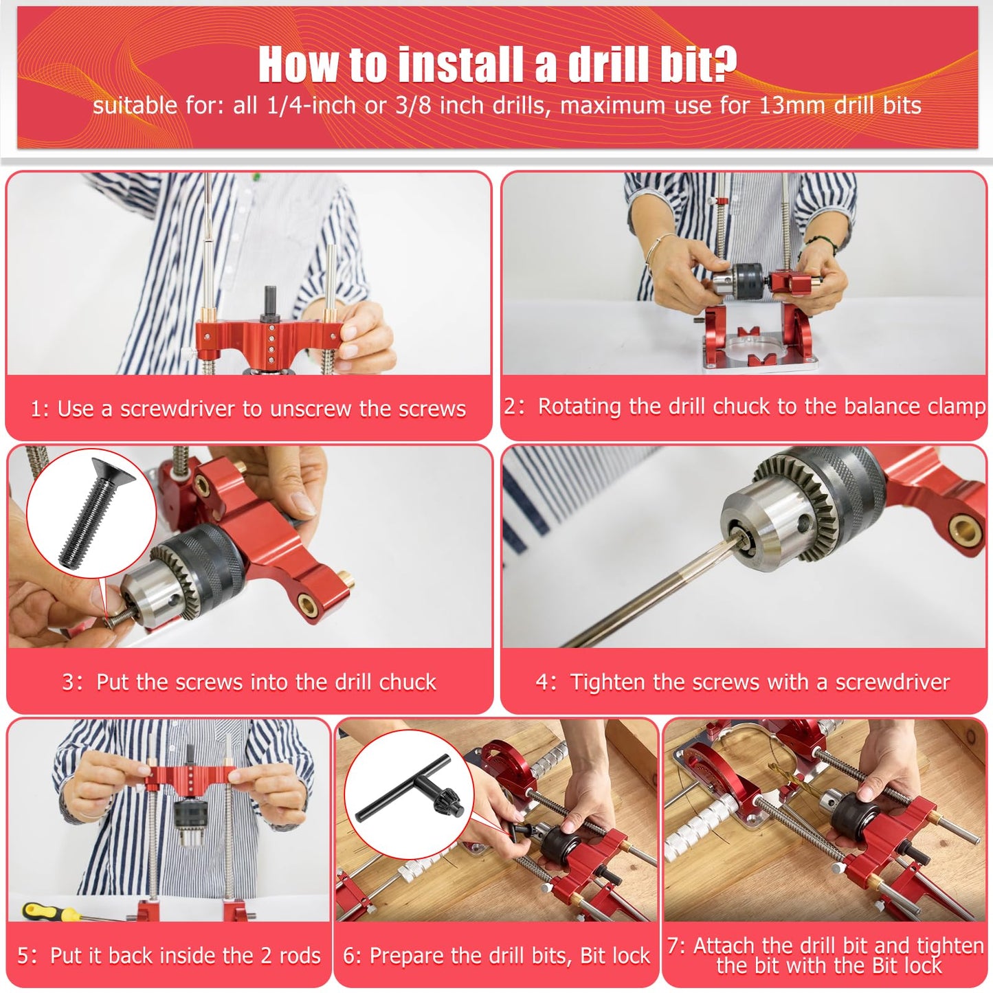 Portable Drill Guide Self-Centering Portable Drill Guide w/Chuck Key, 0° To 60° Angle Drill Guide w/Easy-To-Read Protractor Scale,Multi-Angle Drill Guide With Self-Centering Base Woodworking  - WoodArtSupply