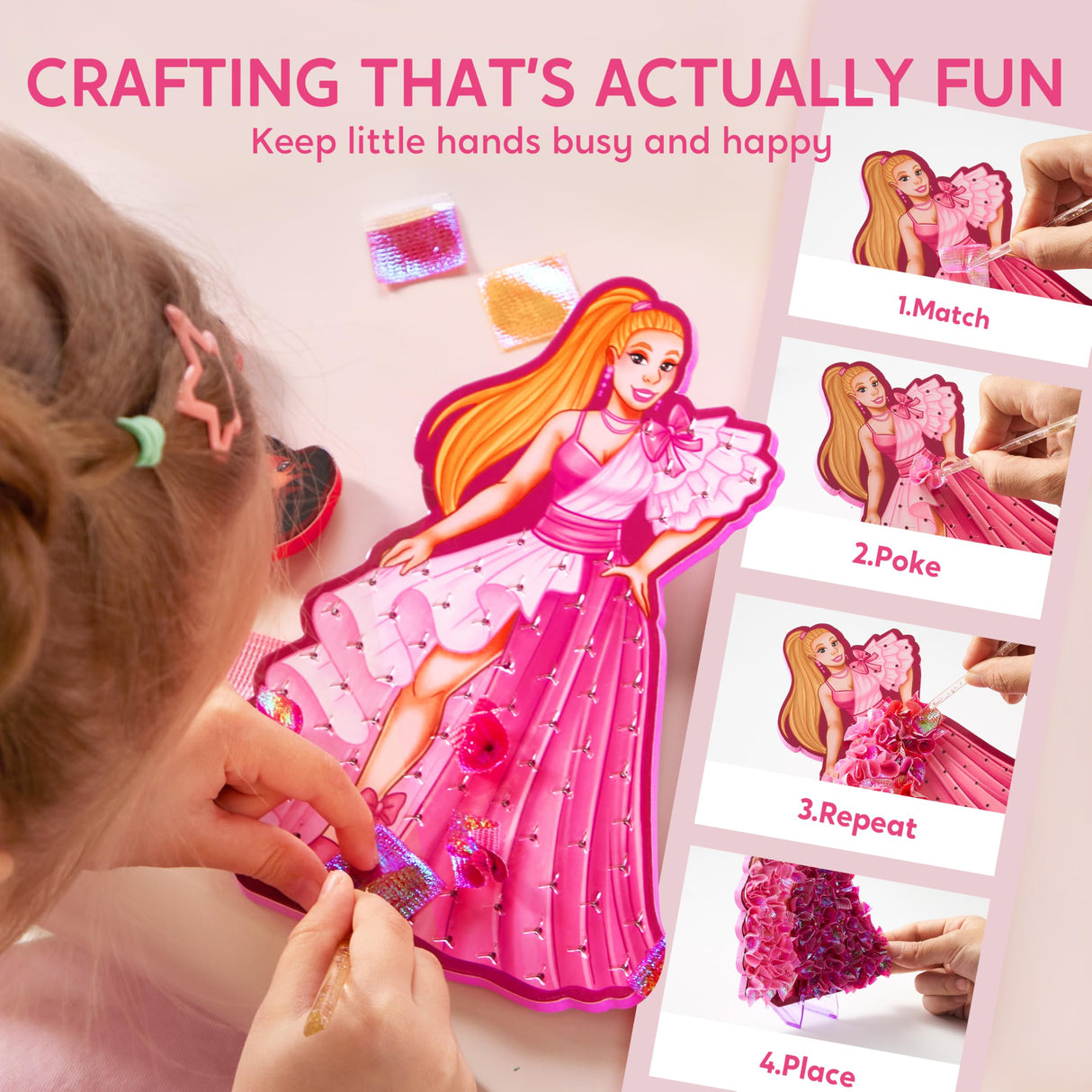 Klever Kits Poke in Fun Art Crafts for Kids Ages 4-8, Princess Dress-up, Art Activities, DIY Craft Kits, Birthday Gifts for Girls Ages 4 5 6 7 8+ Klever Kits