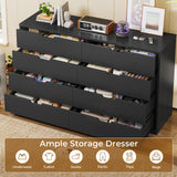 BTHFST 8 Drawers Black Dresser for Bedroom, Modern Wood Chest of Drawers 8 Drawer Dresser with Large Capacity for Living Room, Closet, Hallway, Entryway BTHFST